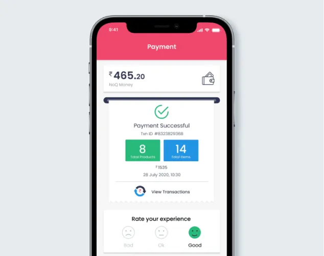 NoQ Store app — cart and checkout UI